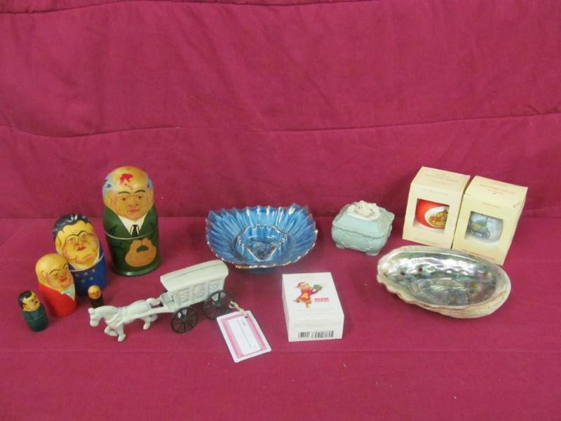 Shell Bowl, Covered Dresser Box, As...