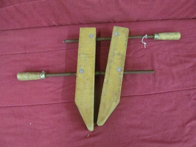 Large Vintage Wood Clamp, 16 in Jaw...