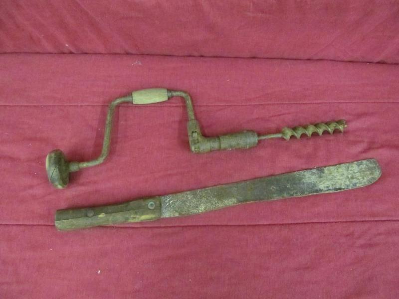 Vintage Machete and Hand Drill...