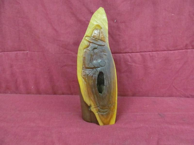 Hand Carved Wood Indian with Shovel...
