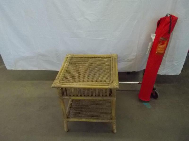 Wicker table and a deluxe folding a...