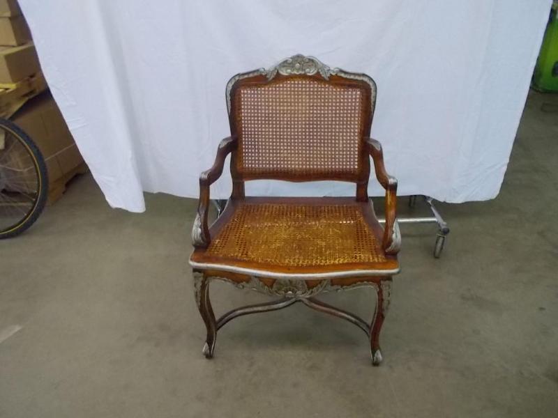 Solid oak chair with cane back and ...