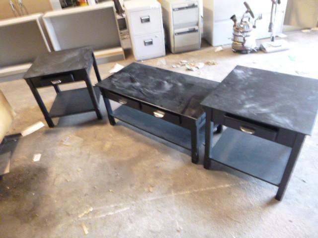 Black Coffee Table with 2 End Table...