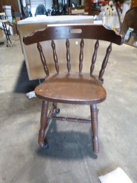 Wooden Chair on Casters...