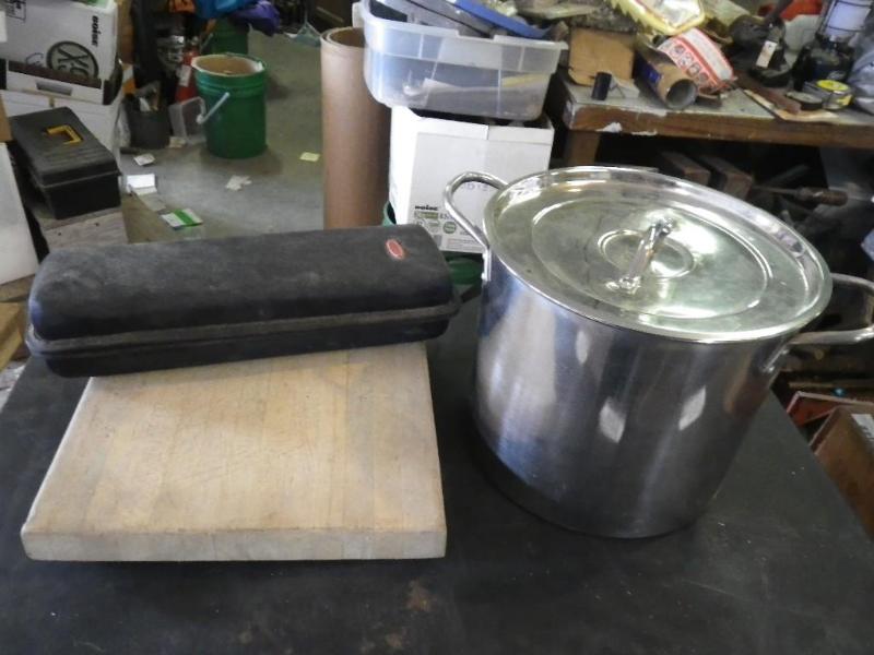 kitchen lot, pot, cutting board...