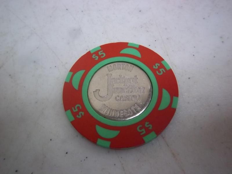 lot 120 image: Jackpot Junction $5 Casino Chip...