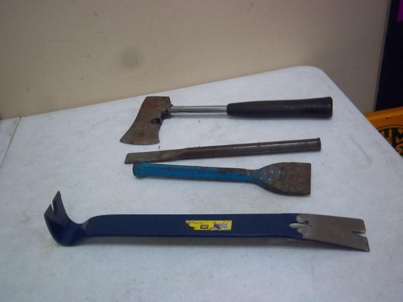 lot 183 image: Hatchet, Pry Bar, And Chisels ...