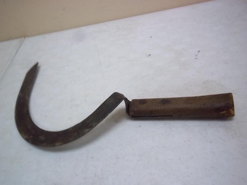 lot 2 image: Antique Sickle With Wood Handle...