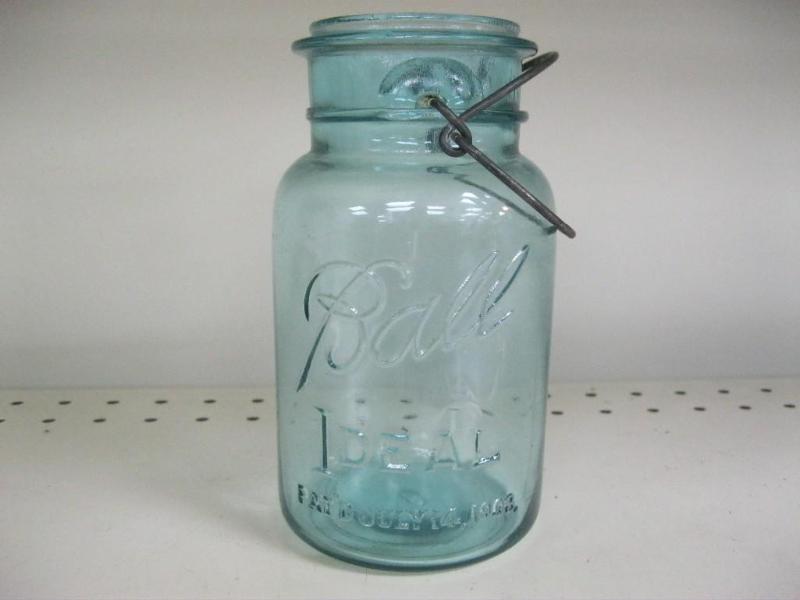 lot 223 image: Ball Ideal Mason Jar With Wire Bale...