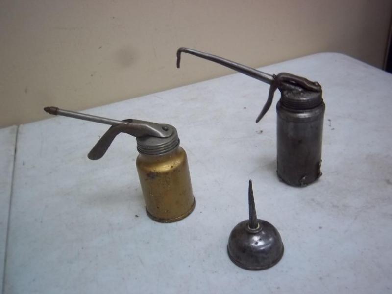 lot 23 image: Lot Of Vintage Oil Cans, One Has A ...