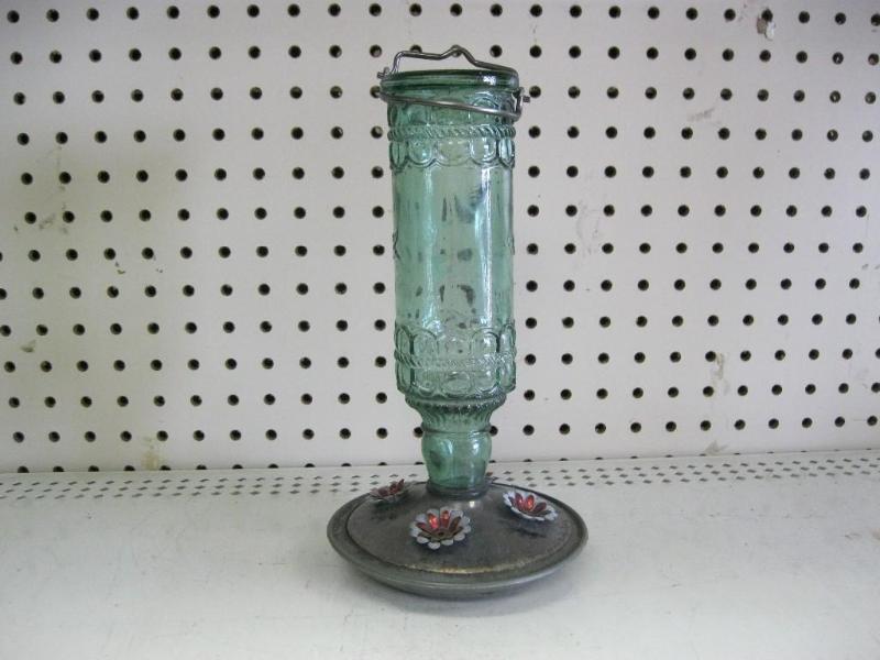 lot 233 image: Glass And Metal Humming Bird Feeder...