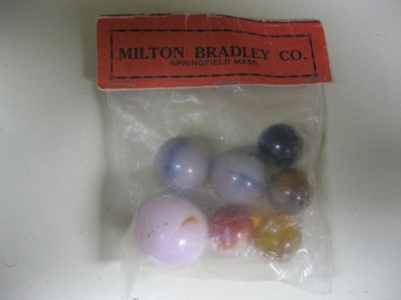 lot 50 image: Vintage Milton Bradley Marbles In B...