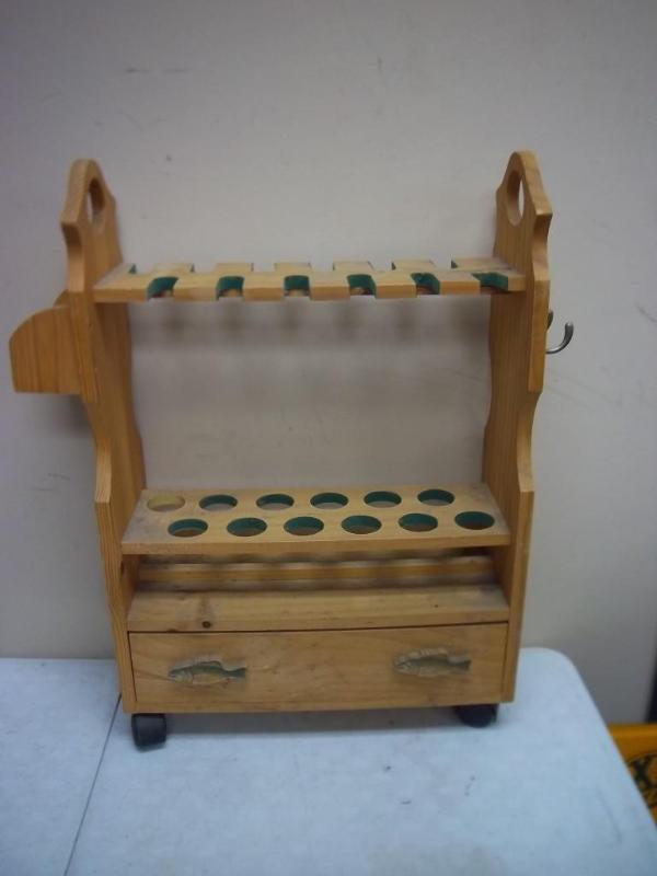 lot 58 image: Crafted Fishing Pole Rack...