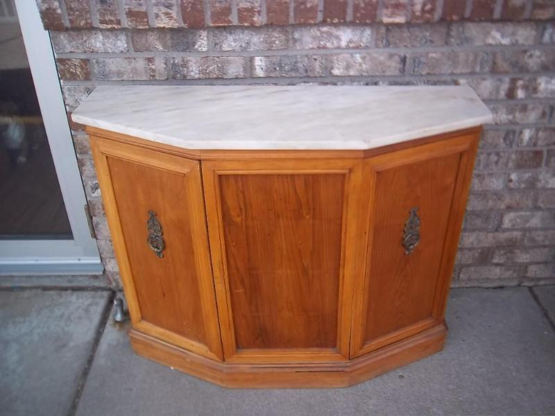 lot 62 image: Wood Cabinet With Marble Top - Top ...