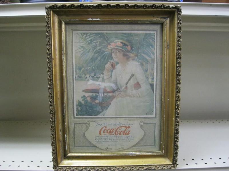 lot 69 image: Vintage Framed Coca Cola Ad Print&n...