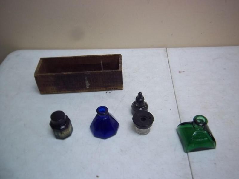lot 97 image: Lot Of Old Ink Jars And Box...