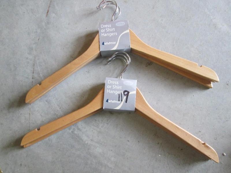 6 wooden hangers...