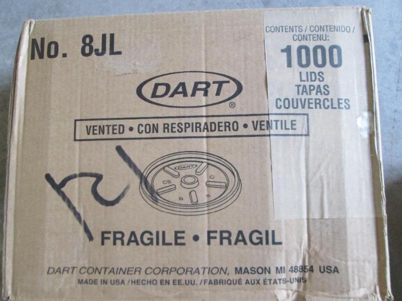 Case of Dart 8JL vented lids...