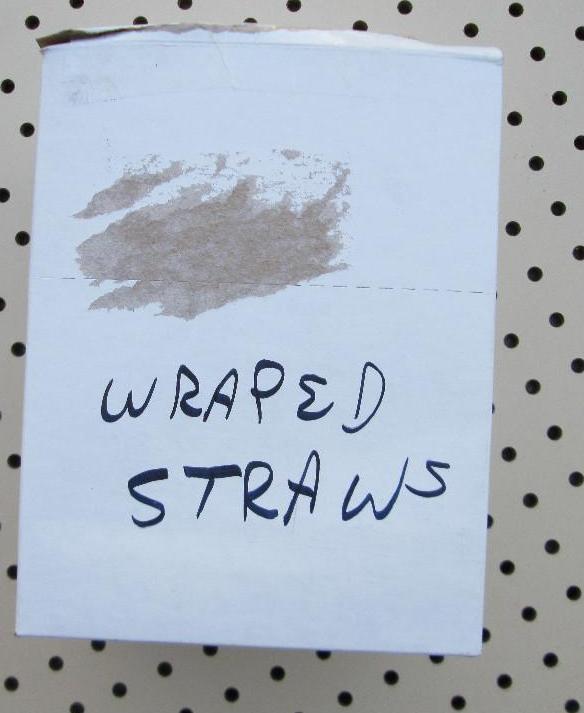 Box of wrapped drinking straws...