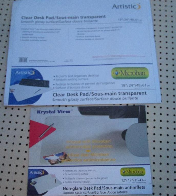 2 clear plastic Microban desk prote...