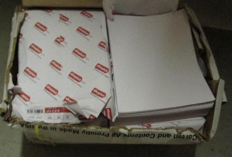 Case of damaged reams, Shoplet 8.5 ...