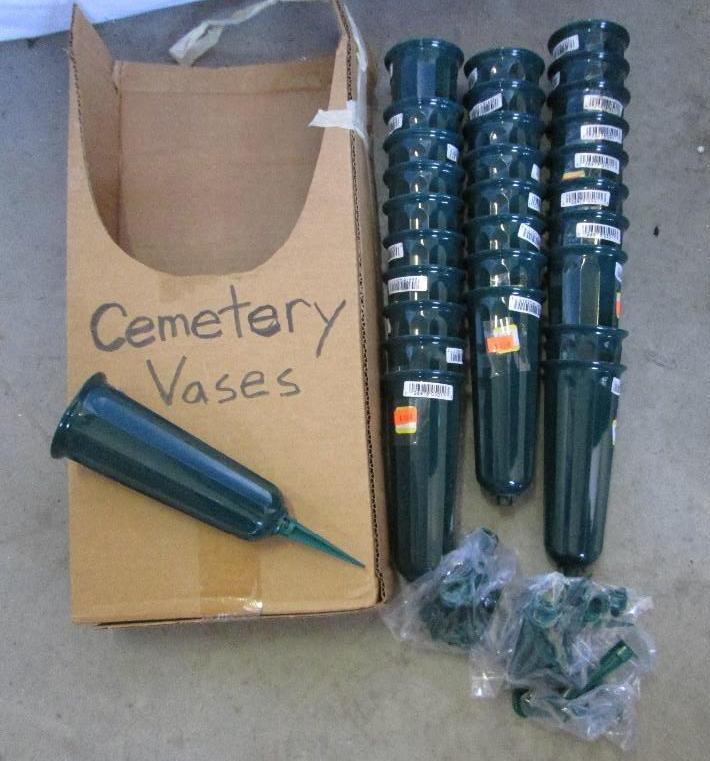 Lot of 29 cemetary flower vases jus...