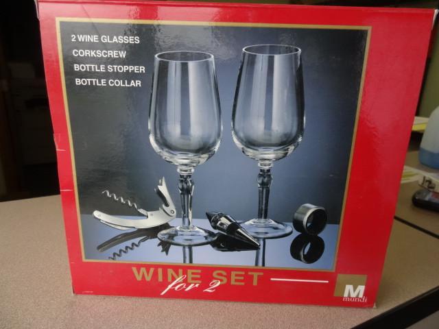 lot 31 image: New Wine Set for 2 2-Wine Glasses,...