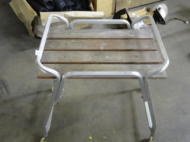 lot 120 image: Aluminum Frame Cart with Wood Top...