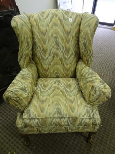 lot 133 image: Wing Back Chair with Claw Front Fee...