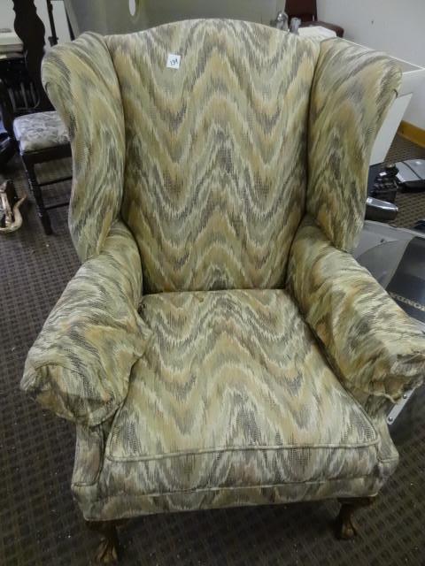 lot 134 image: Wing Back Chair with Claw Front Fee...