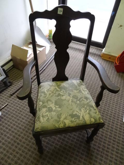 lot 136 image: Vintage Chair with Cloth Seat-Needs...