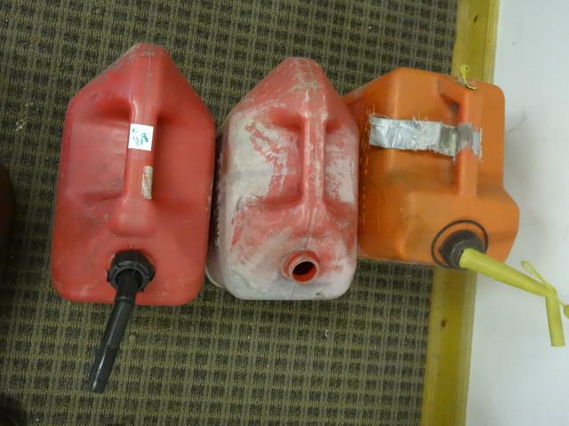 lot 168 image: 3-Plastic Gas Cans-1missing nozzle...