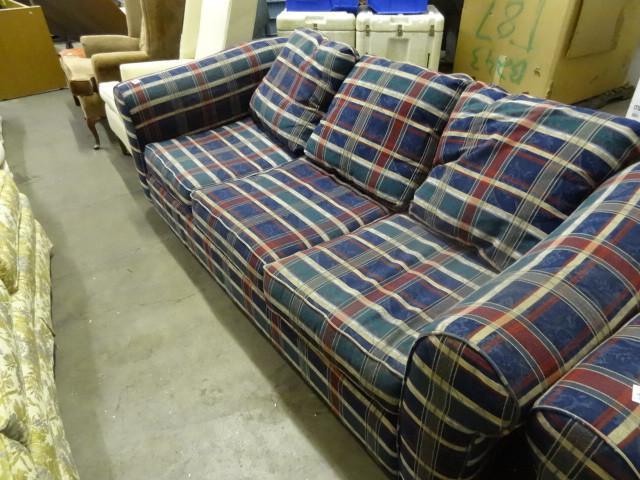 lot 37 image: Plaid Sofa-The Alan White Company M...