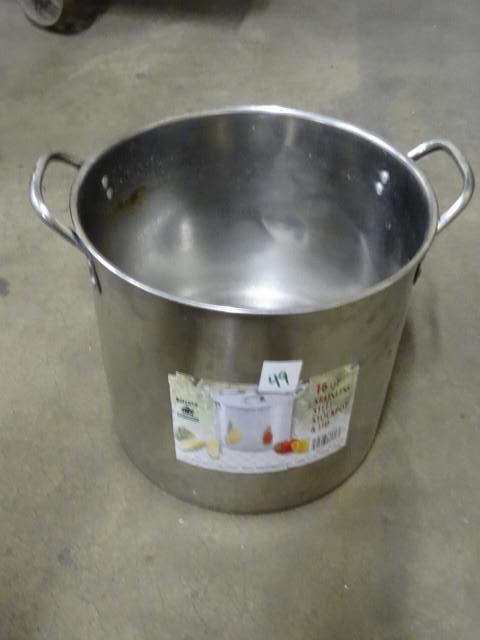 lot 49 image: 16 qt. Stainless Steel Stock Pot-No...