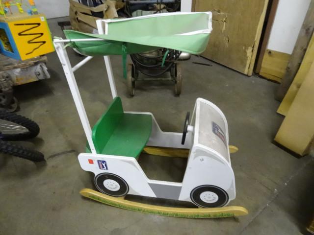lot 50 image: Childrens Wood Rocking Golf Cart-P...