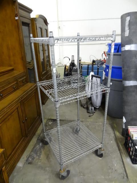 lot 58 image: Metal Rack on Wheels 2 x 2 x 5...