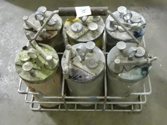 lot 93 image: 6-Paint Shaker Canisters with Carry...