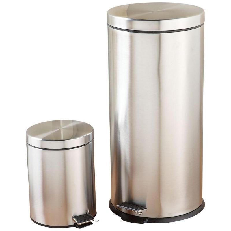 lot 10 image: Stainless Steel Round Trash cans Se...