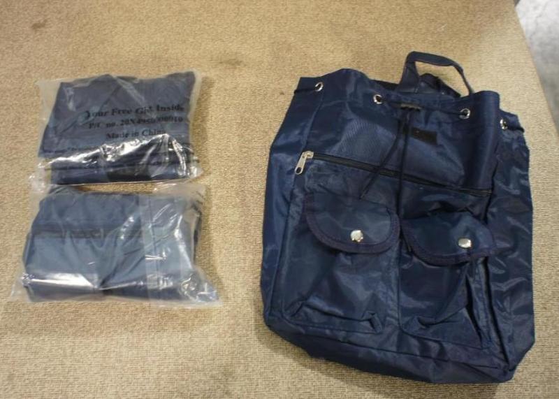 lot 138 image: Lot of (3) Small Navy Blue Back Pac...