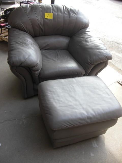 LEATHER CHAIR and Ottoman