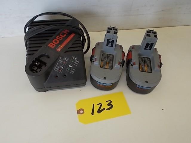 lot 123 image: (2) Bosch Blue Core 18 Volt Batteri...
