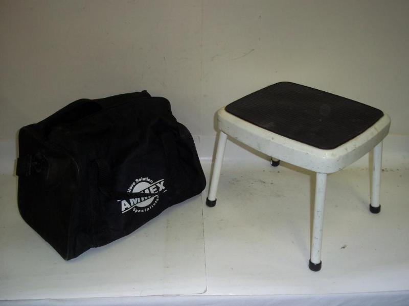 Stool and duffel bag...