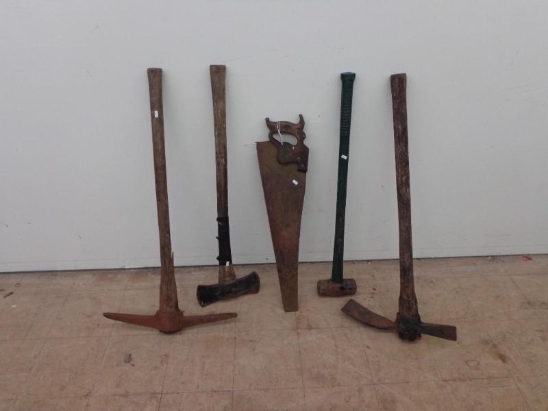 lot 80 image: Grub Hoe, Firemans Axe, Doubled Siz...