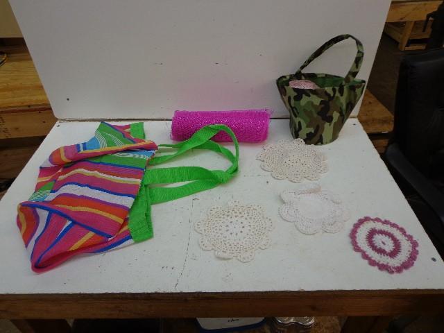 lot 99 image: Assorted Handbags, Pink Mesh Materi...
