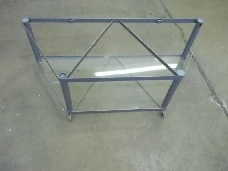 lot 18 image: Steel and glass coffee table or med...