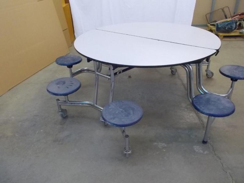 lot 33 image: Large, round, steel frame cafeteria...