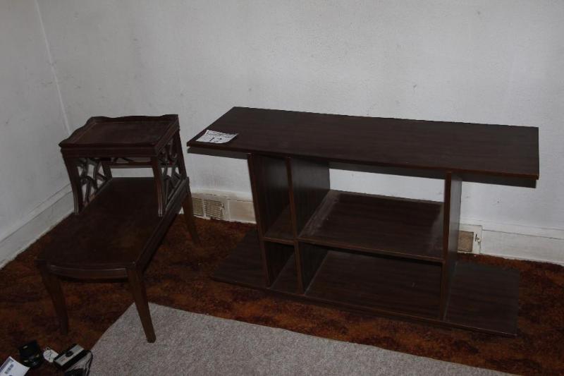 lot 12 image: Lot of (2) Night Stands, (1) 2 Shel...