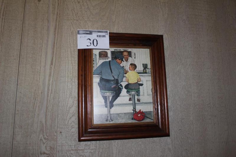 lot 30 image: Picture, of Cop and Boy at a Restau...