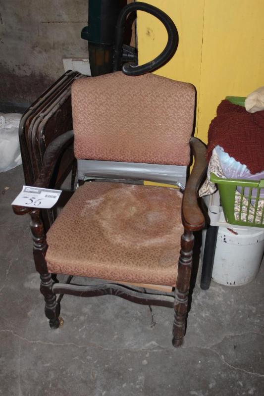 lot 56 image: Chair, Single, with Arm Rests, worn...