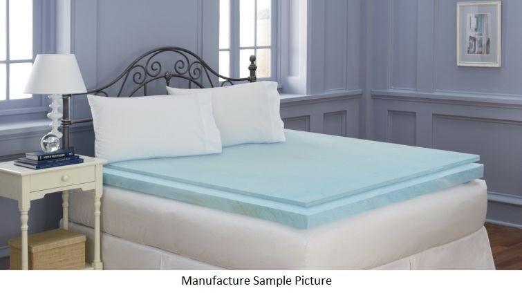 lot 10 image: Blue Gel Memory Foam Mattress Toppe...